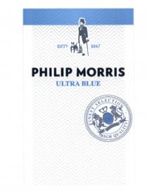 PHILIPMORRIS MORRIS PM PHILIP MORRIS ULTRA BLUE FINEST SELECTION HIGH QUALITY ESTD 18471847