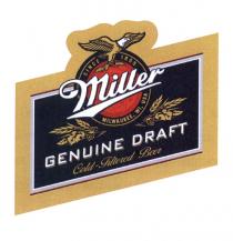 MILLER COLDFILTERED COLD FILTERED MILLER GENUINE DRAFT COLD-FILTERED BEER SINCE 1855 MILWAUKEE WI USAUSA