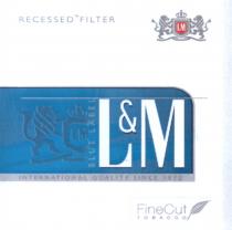 FINE CUT L&M LM BLUE LABEL RECESSED FILTER FINECUT TOBACCO INTERNATIONAL QUALITY SINCE 18721872