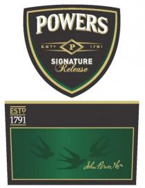 POWERS SIGNATURE RELEASE JOHN POWER & SON ESTD. 1791 POWERS POWER