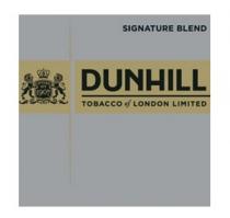 DUNHILL SIGNATURE BLEND TOBACCO OF LONDON LIMITED OPTIME SIT 1907 DUNHILL