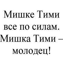 МИШКЕ ТИМИ ВСЕ ПО СИЛАМ МИШКА ТИМИ - МОЛОДЕЦ ТИМИ ВСЁВСE