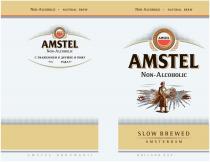 AMSTEL NON-ALCOHOLIC NATURAL BREW AMSTEL BROUWERIJ B.V. AMSTERDAM HOLLAND С УВАЖЕНИЕМ К ДРУЖБЕ И ПИВУ С ГОДА BROUWERIJ SLOW BREWED AMSTERDAM HOLLAND EST AMSTEL