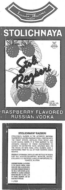 СПИ STOLICHNAYA STOLI RAZBERI RASPBERRY FLAVORED RUSSIAN VODKA