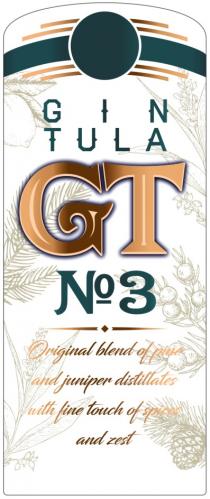 GIN TULA GT №3 ORIGINAL BLEND OF PINE AND JUNIPER DISTILLATES WITH FINE TOUCH OF SPICES AND ZESTZEST