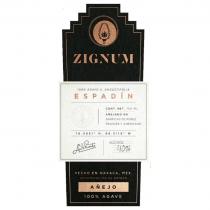 ZIGNUM MEZCAL ESPADIN ANEJADO EN BARRICAS DE ROBLE FRANCES Y AMERICANO ANEJO 100% AGAVE METODO VERDEVERDE