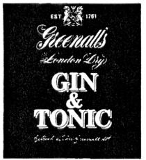 GREENALLS GILBERT JOHN GREENALL EST 1761 GIN TONIC