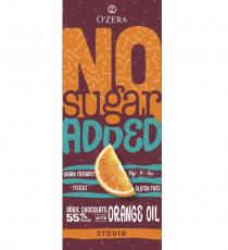 OZ OZERA STEVIA NO SUGAR ADDED VEGAN FRIENDLY FIBERS GLUTEN FREE DARK CHOCOLATE 55% COCOA WITH ORANGE OILO'Z O'ZERA OIL