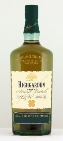 HIGHGARDEN WHISKY SMALL BATCH H&W PRODUCT FOR CONNOISSEURS IDEALLY BALANCED AND SMOOTH HIGHGARDEN AGED IN SELECTED OAK CASKSCASKS