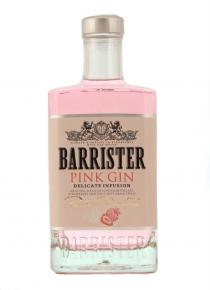 BARRISTER PINK GIN DELICATE INFUSION ORIGINAL BLEND OF JUNIPER DISTILATE STRAWBERRY AND THE FINEST GRAIN SPIRT BLENDED & BOTTLED IN ACCORDANCE WITH OLD RECIPERECIPE