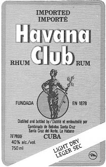 HAVANA CLUB RHUM RUM FUNDADA CUBA LIGHT DRY LEGER SEC