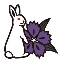 BUNNY with red eyes and purple flower