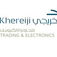 KHEREIJI FOR TRADING & ELECTRONICS;حرف الخاء في اعلى العلامه والخريجي بالعربي وخريجي بجانبها و للتجارة والالكترونيات بالعربي وتحتها بالانجليزي