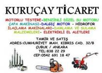 kuruçay ticaret motorlu testere benzinli dizel su motoru çapa makinası dalgıç motor hidrofor ilaçlama makinaları damlama ve sulama malzemeleri elektrikli el aletleri tamir ve satış