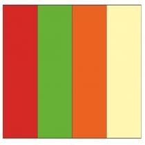 renk markası kırmızı pantone:1795c, yeşil pantone: 369 c, turuncu pantone: 1655, pantone: 0131 c
