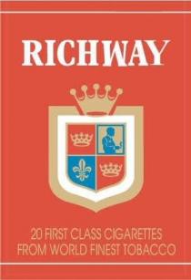 richway 20 first class cigarettes from world finest tobacco