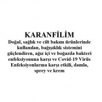 karanfilim doğal, sağlık ve cilt bakım ürünlerinde kullanılan, bağışıklık sistemini güçlendiren, ağız içi ve boğazda bakteri enfeksiyonuna karşı ve covid-19 virüs enfeksiyonlarına karşı etkili, damla, sprey ve krem