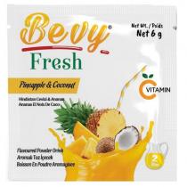 bevy fresh pineapple&coconut hindistan cevizi&ananas ananas el noix de coco flavoured powder drink aromalı toz içecek boisson en poudre aromayisee c vitamin net wt./poids net 6 g