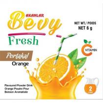 akanlar bevy fresh portakal orange flavoured powder drink orange poudre pour boisson aromatisee net wt./poids net 6 g vitamin 2 litres