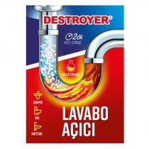 destroyer lavabo açıcı güçlü formül banyo wc mutfak hızlı sonuç 2 dk