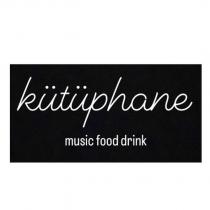 kütüphane music food drink