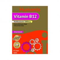 humanis vitamin b12 metilkobalamin 1000mcg vitamin b12 içeren dilaltı takviye edici gıda kiraz aromalı şeker içermez gmp 90 dilaltı tablet