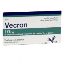 steril vecron 1 adet toz içeren flakon 1 adet çözücü içeren ampul 10 mg enjeksiyonluk çözelti hazırlamak için liyofilize toz ve çözücü veküronyum bromür damar içine uygulanır