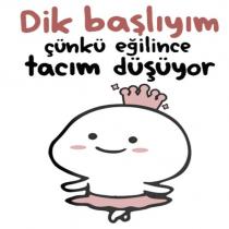 dik başlıyım çünkü eğilince tacım düşüyor