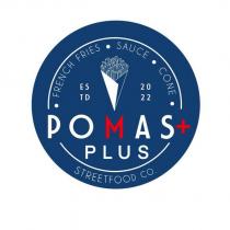pomas + plus streetfood co. french fries sauce cone estd 2022
