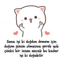 sana iyi ki doğdun demem için doğum günün olmasına gerek yok çünkü bir insan ancak bu kadar iyi ki doğabilir