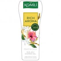 komili 1878 rich aroma uzun süre kalıcı parfüm etkili long lasting peace & calm duş jeli shower gel amber & beyaz yasemin amber & white jasmine