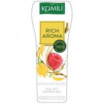 komili 1878 rich aroma uzun süre kalıcı parfüm etkili long lasting refresh & energize duş jeli shower gel ahududu & ylang ylang yağı raspberry & ylang ylang oil