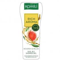 komili 1878 rich aroma uzun süre kalıcı parfüm etkili long lasting nourish & relax duş jeli shower gel incir çekirdeği & zeytinyağı fig seeds & olive oil