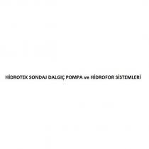 hidrotek sondaj dalgıç pompa ve hidrofor sistemleri