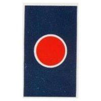 RED DOT WITH WHITE RING ON BLUE BACKGROUND 