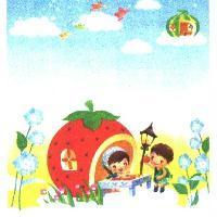 小孩與草莓圖形設計