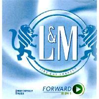 L & M Label (w/ FINE CUT TOBACCO, MINT CAPSULE FILTER,FORWARD 2 IN 1,Play and Lion Devices on Silver & White Background
