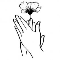 雙手握花朶圖