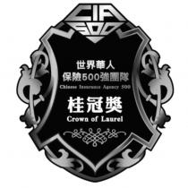 世界華人保險 500 強團隊 Chinese Insurance Agency 500 桂冠獎 Crown of Laurel 及圖