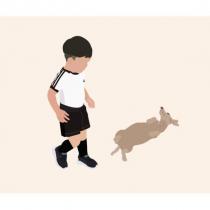 小孩及臘腸狗圖