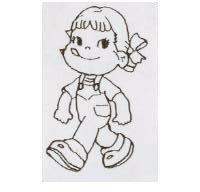 可愛頑皮小女童圖(墨色)