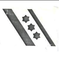 THREE STARS ALIGNED BETWEEN TWO DIAGONAL STRIPES