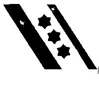THREE STARS ALIGNED BETWEEN DIAGONAL STRIPES 