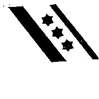 THREE STARS ALIGNED BETWEEN TWO DIAGONAL STRIPES