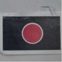 Red Dot with White Ring on Blue Background