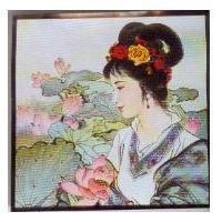 荷花美女圖