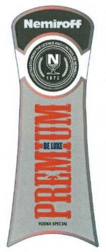 nemiroff, vodka special, vodka, special, premium de luxe, premium, luxe, n, 1872, distilled lager the licence control of nemiroff, distilled, lager, licence, control