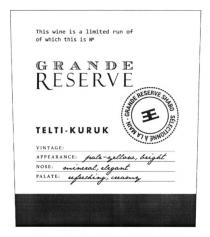grande reserve, grande, reserve, telti-kuruk, telti, kuruk, vintage, appearance, pale-yellow bright, pale, yellow, bright, mineral elegant, mineral, elegant, refreshing creamy, refreshing, creamy, grande reserve shabo, shabo, ee, selection a la main, selection, main, this wine is a limited run of which this is №, wine, limited