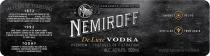 nemiroff, since ukr 1872, since, ukr, 1872, de luxe vodka, de, luxe, vodka, unique recipe, unique, recipe, distilled from grain, distilled, from, grain, 1992, 140 years of traditions, 140, years, traditions, n