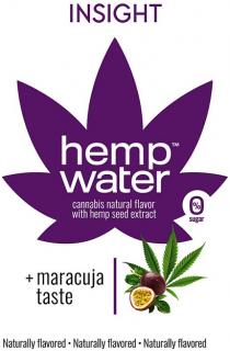 insight, hemp water, hemp, water, cannabis natural flavor with hemp seed extract, cannabis, natural, flavor, with, hemp, seed, extract, + maracuja taste, maracuja, taste, +, 0% sugar, sugar, 0, %, naturally flavored, naturally, flavored
